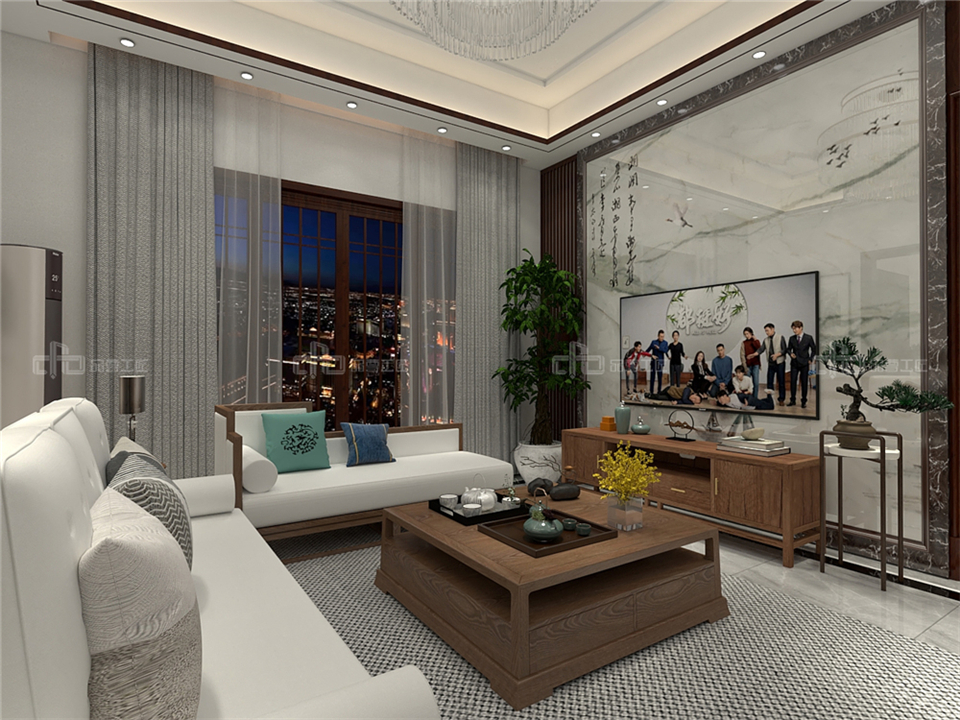 寧靜致遠(yuǎn)的新中式整木定制案例效果圖(圖3) 整木定制新中式效果圖