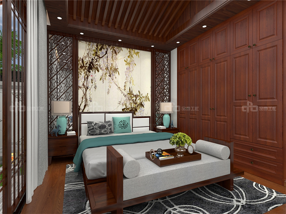 寧靜致遠(yuǎn)的新中式整木定制案例效果圖(圖7) 整木定制新中式效果圖