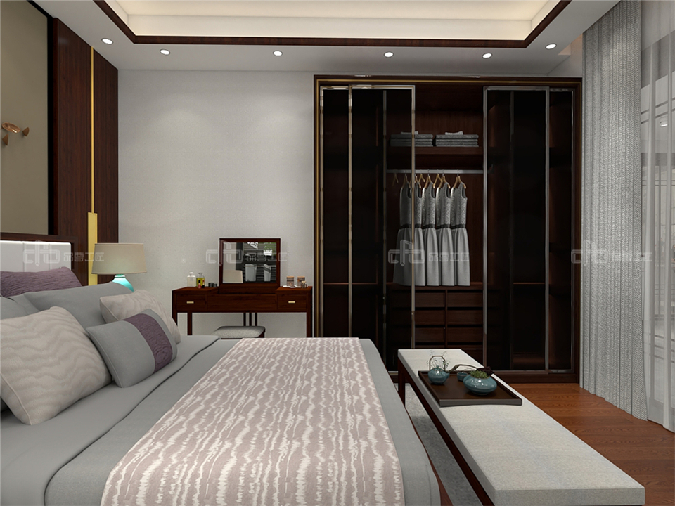 寧靜致遠(yuǎn)的新中式整木定制案例效果圖(圖11) 整木定制新中式效果圖