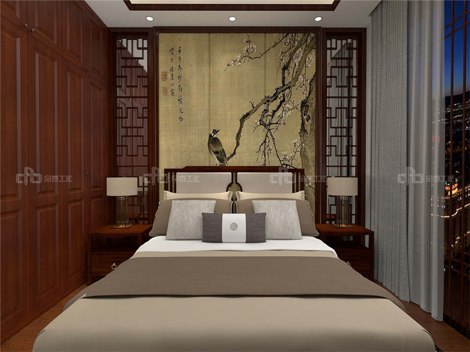 寧靜致遠(yuǎn)的新中式整木定制案例效果圖(圖12) 整木定制新中式效果圖