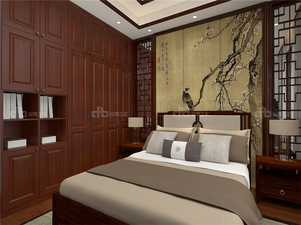 寧靜致遠(yuǎn)的新中式整木定制案例效果圖(圖13) 整木定制新中式效果圖