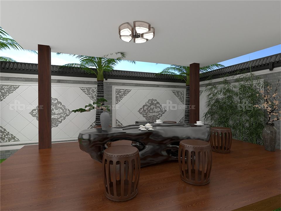 寧靜致遠(yuǎn)的新中式整木定制案例效果圖(圖16) 整木定制新中式效果圖