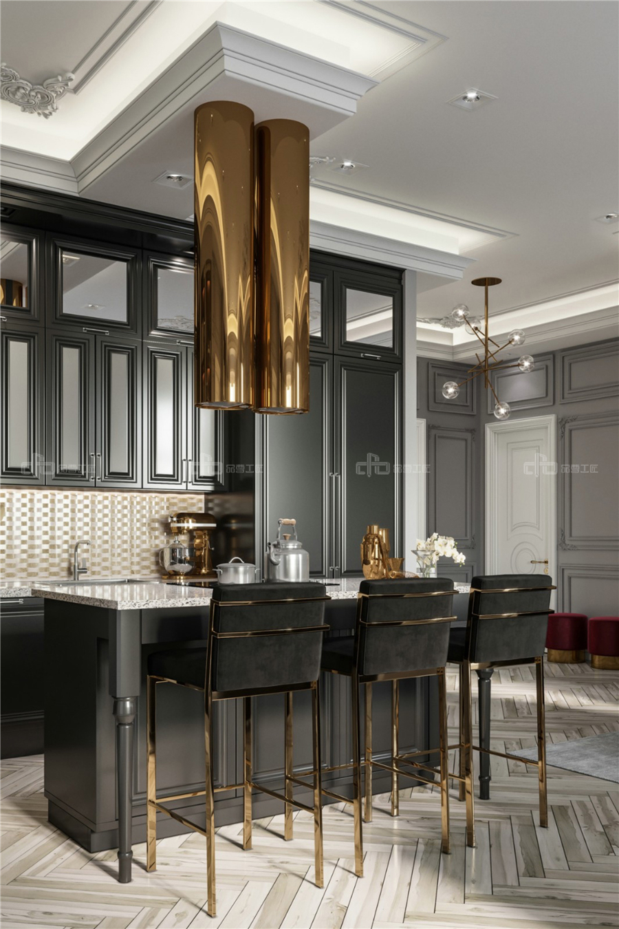 整木定制黑白灰簡(jiǎn)歐裝修效果圖賞析(圖2) 整木定制黑白灰簡(jiǎn)歐裝修效果圖賞析(圖2)