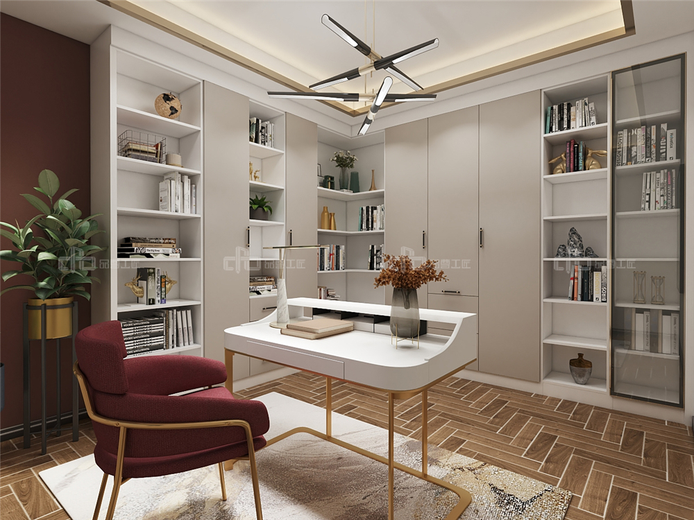 整木定制現代輕奢風格與金屬共舞,領略流光歲(圖18) 整木定制書房