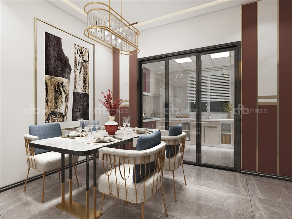 整木定制現代輕奢風格與金屬共舞,領略流光歲(圖9) 整木定制餐廳
