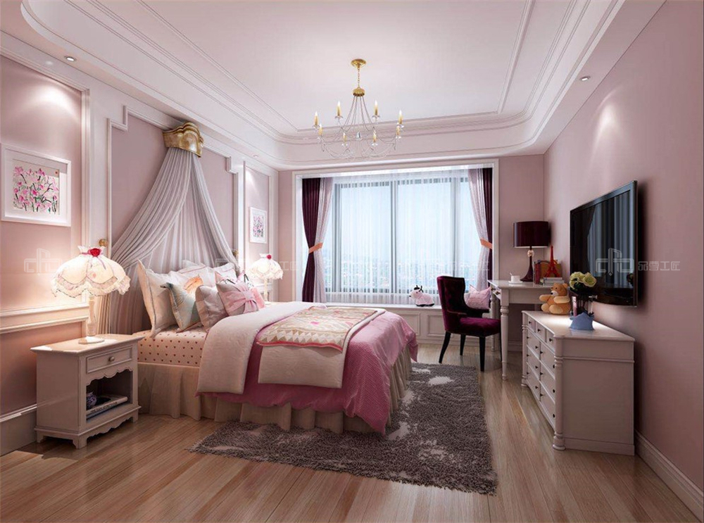 整木定制美式風格 復式住宅裝修案例效果圖(圖8) 整木定制臥室